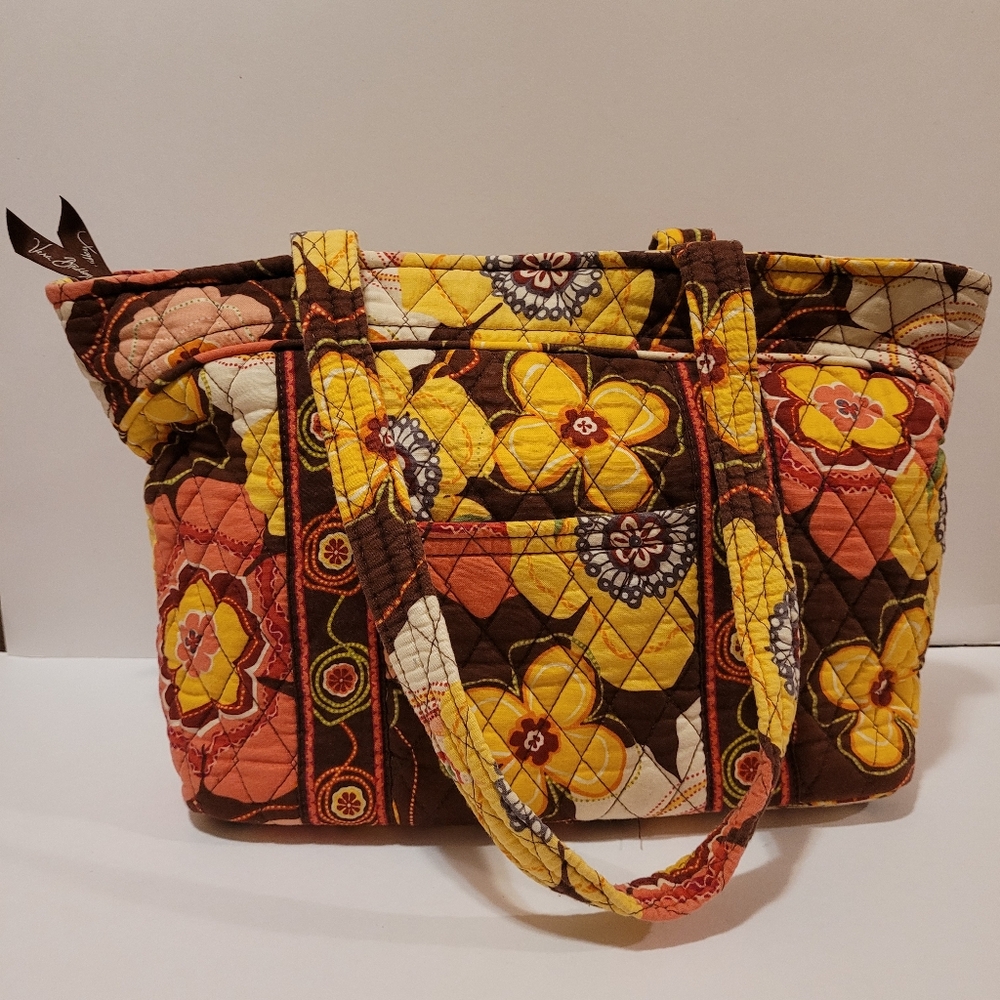 Vera Bradley Squared Away Buttercup  Brown, Yellow, Orange Handbag